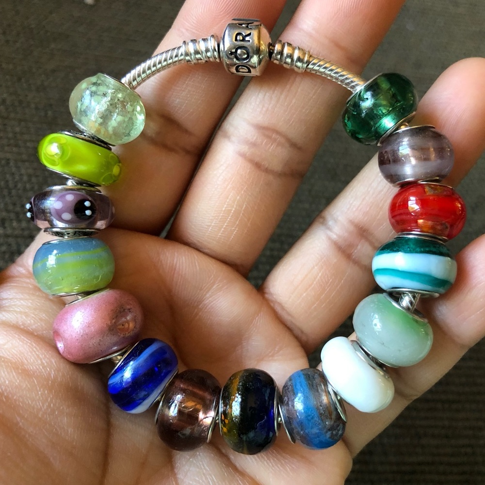 Authentic Pandora Snake Bracelet with 15 Charms